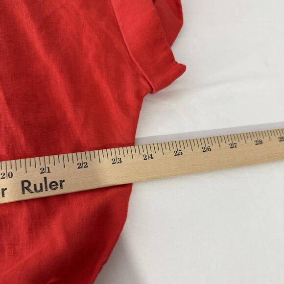 Ralph Lauren Dress Womens 14 Red Linen Belted Shirt Midi Collared Summer - Picture 6 of 7